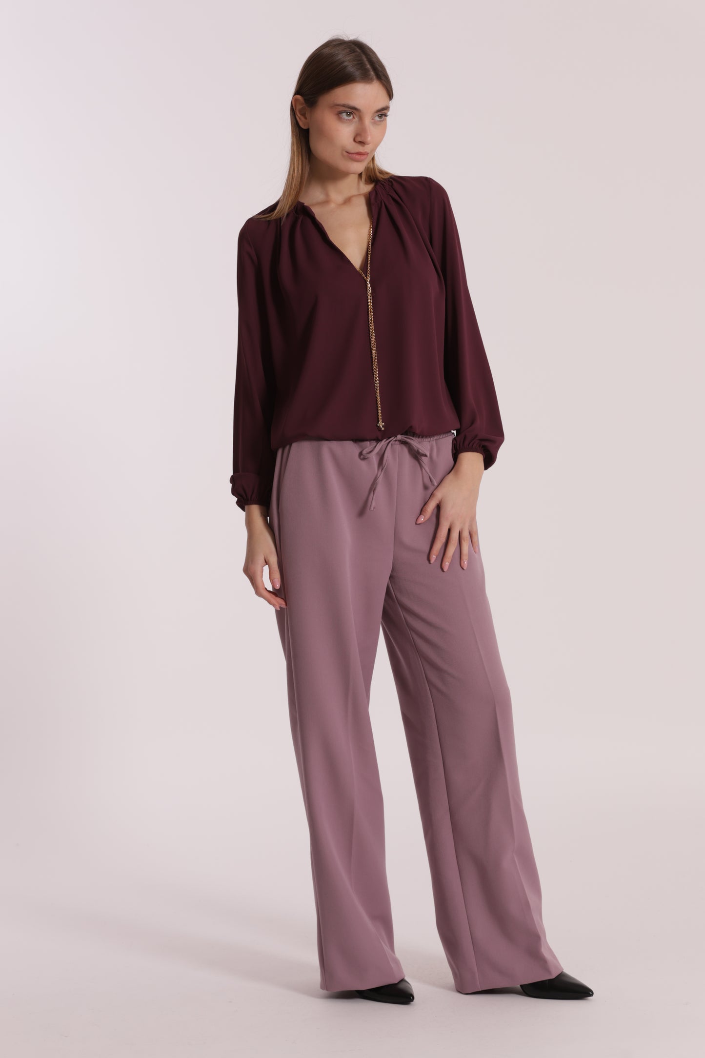 PANTALONE JOGGER PALAZZO IN POLYVISCOSA