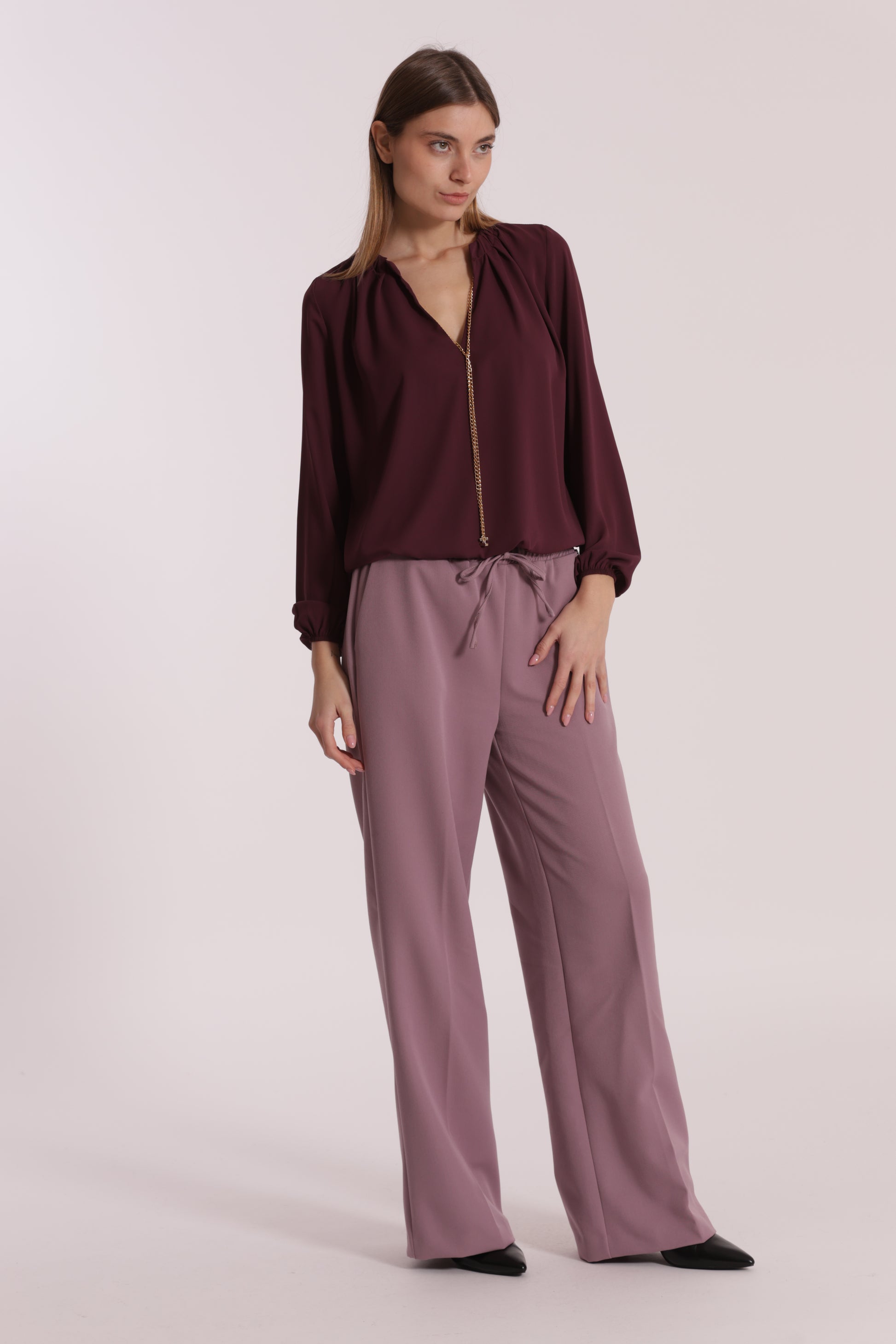 PANTALONE JOGGER PALAZZO IN POLYVISCOSA