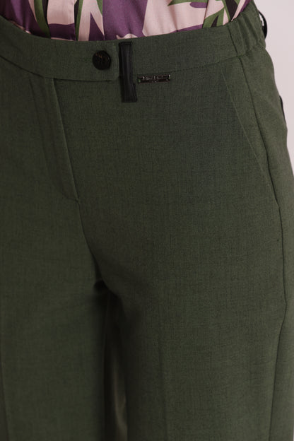 PANTALONE SIGARETTA ELASTICO DIETRO IN TESSUTO FIAMMATO