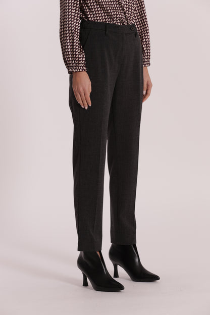 PANTALONE SIGARETTA ELASTICO DIETRO IN TESSUTO FIAMMATO