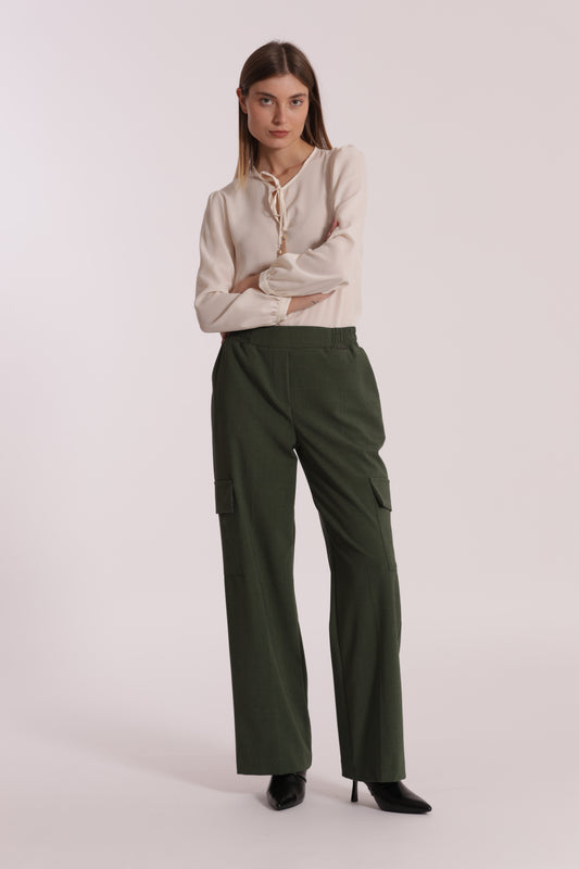 PANTALONE PALAZZO IN TESSUTO FIAMMATO