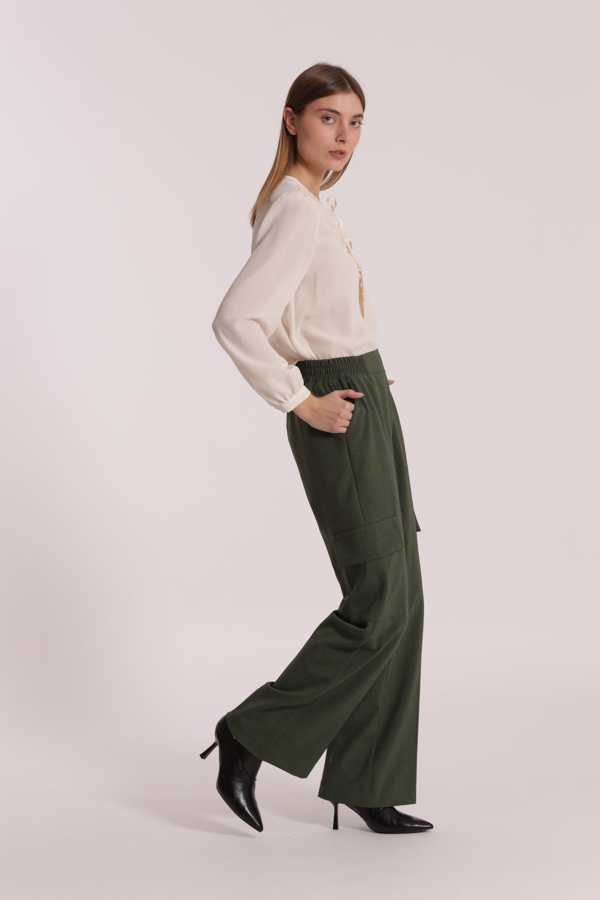 PANTALONE PALAZZO IN TESSUTO FIAMMATO