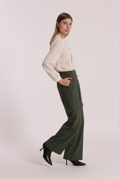 PANTALONE PALAZZO IN TESSUTO FIAMMATO