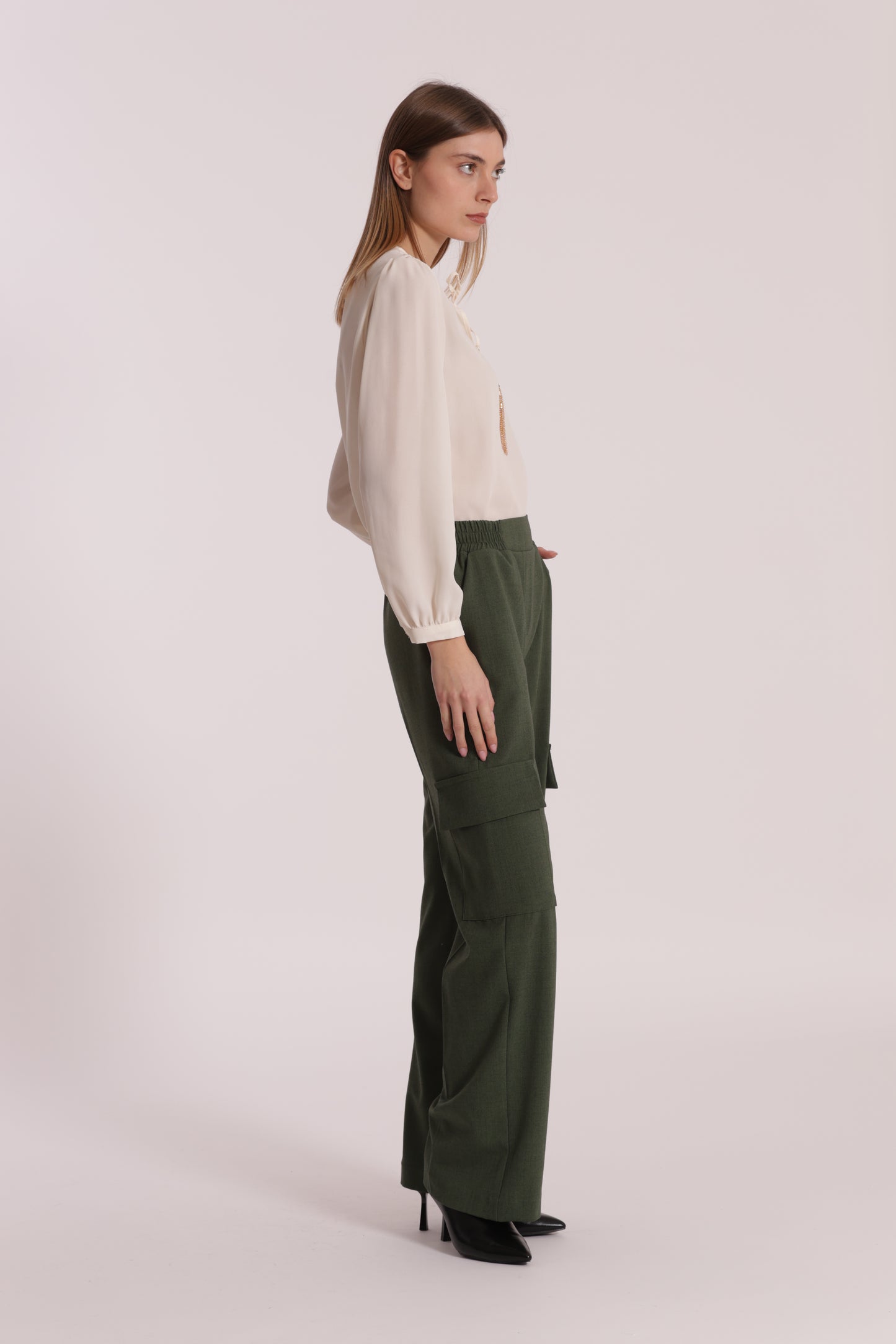 PANTALONE PALAZZO IN TESSUTO FIAMMATO