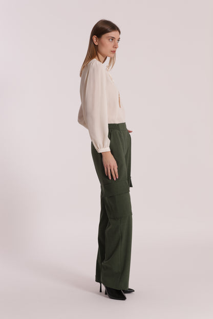 PANTALONE PALAZZO IN TESSUTO FIAMMATO