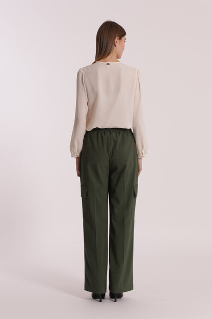 PANTALONE PALAZZO IN TESSUTO FIAMMATO