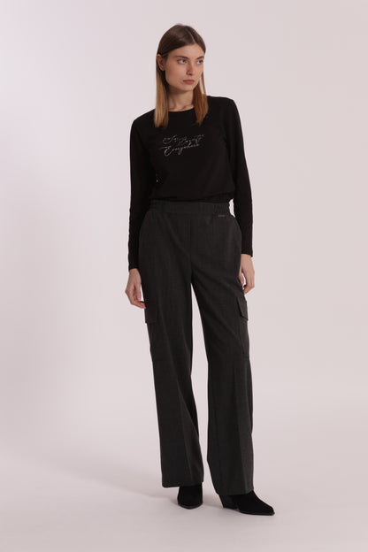 PANTALONE PALAZZO IN TESSUTO FIAMMATO