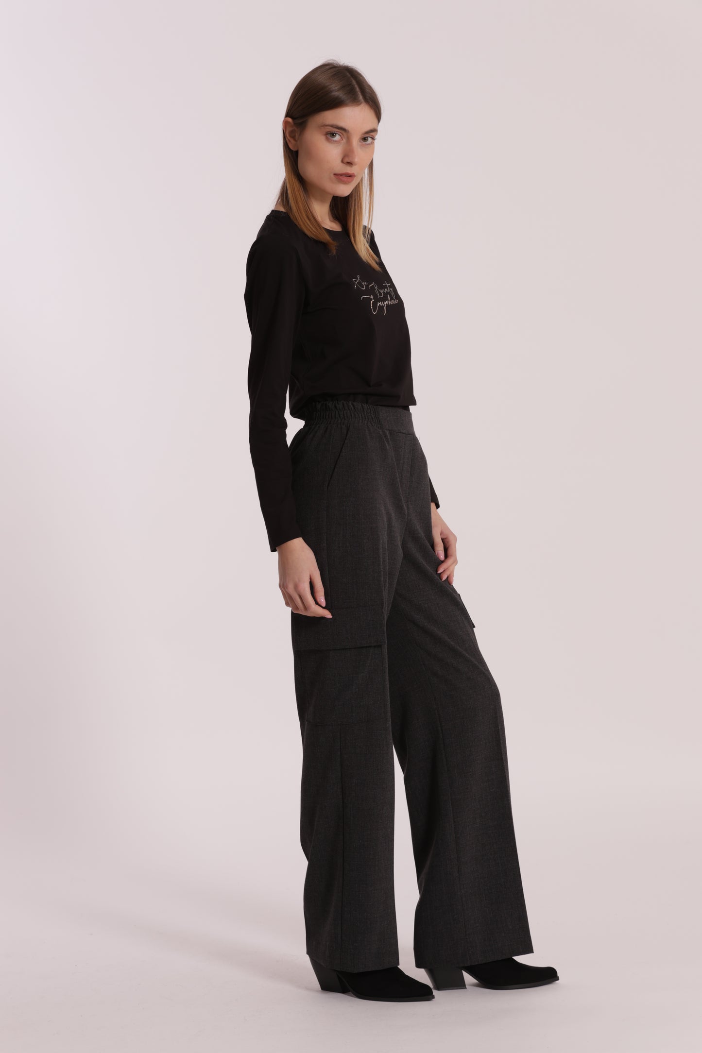 PANTALONE PALAZZO IN TESSUTO FIAMMATO