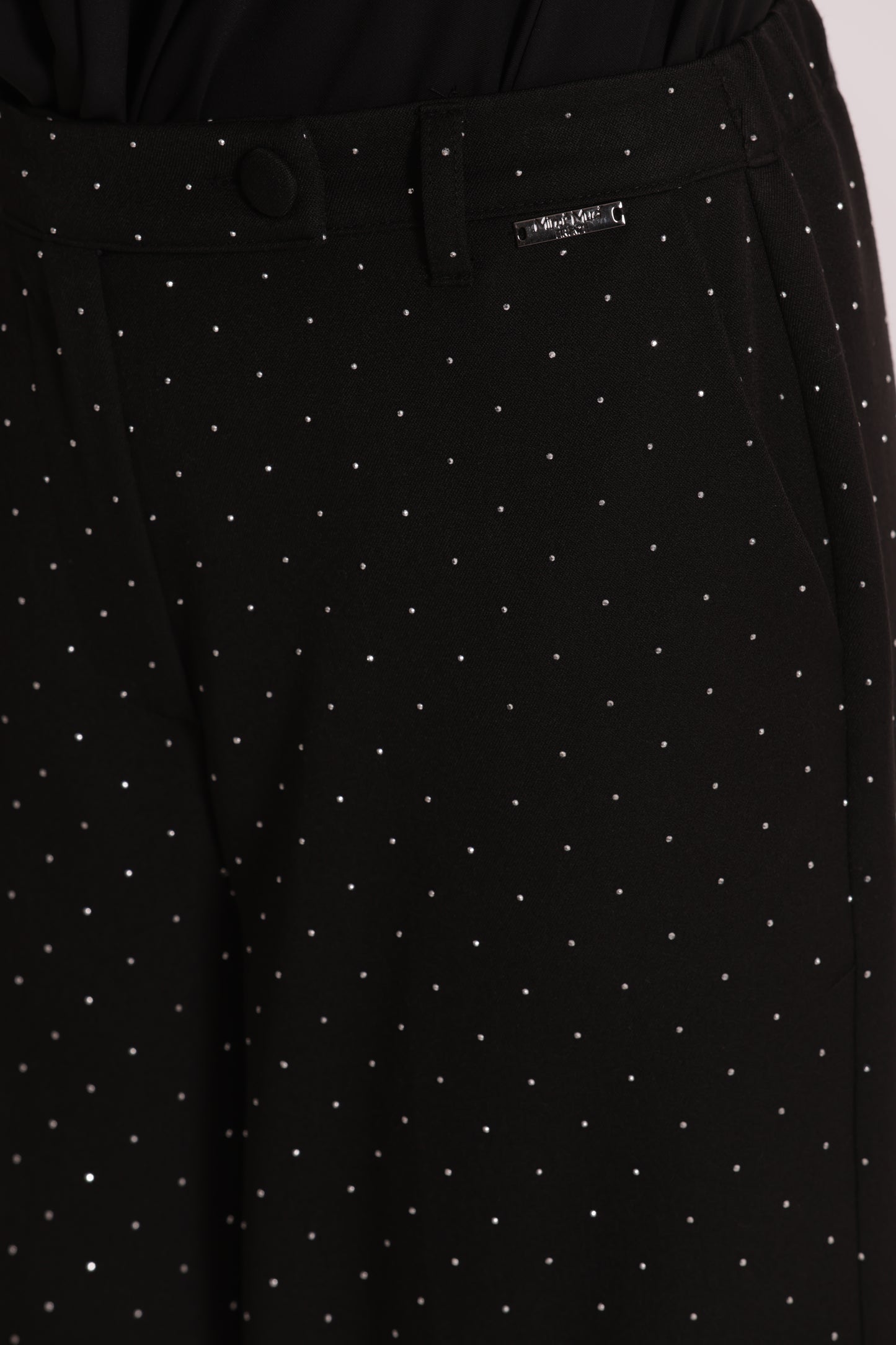 PANTALONE PALAZZO CON APPLICAZIONE DI STRASS