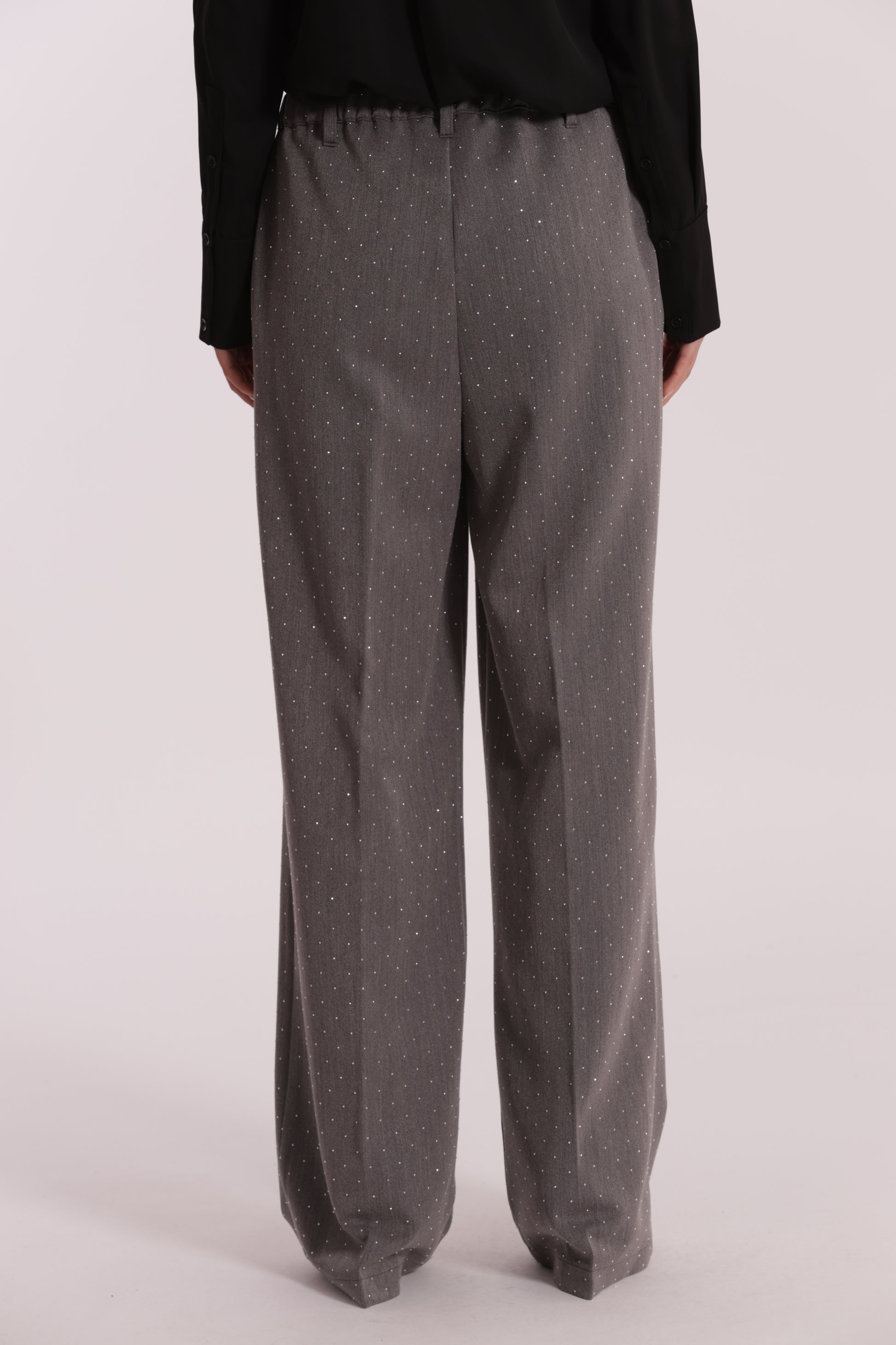 PANTALONE PALAZZO CON APPLICAZIONE DI STRASS