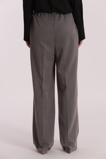 PANTALONE PALAZZO CON APPLICAZIONE DI STRASS