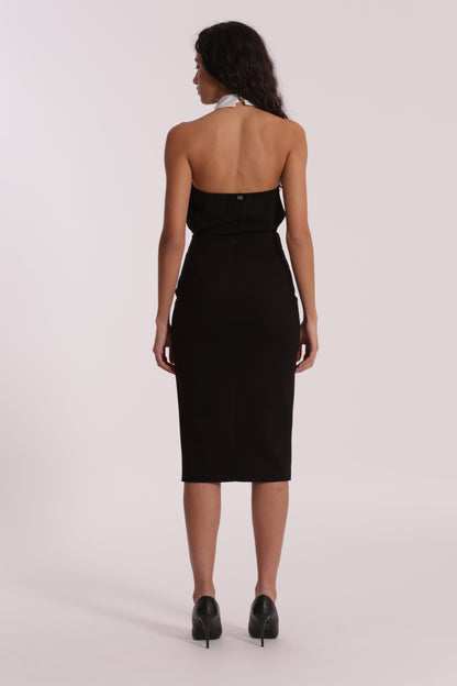 GONNA A TUBINO CON DETTAGLI IN SIMIL PELLE