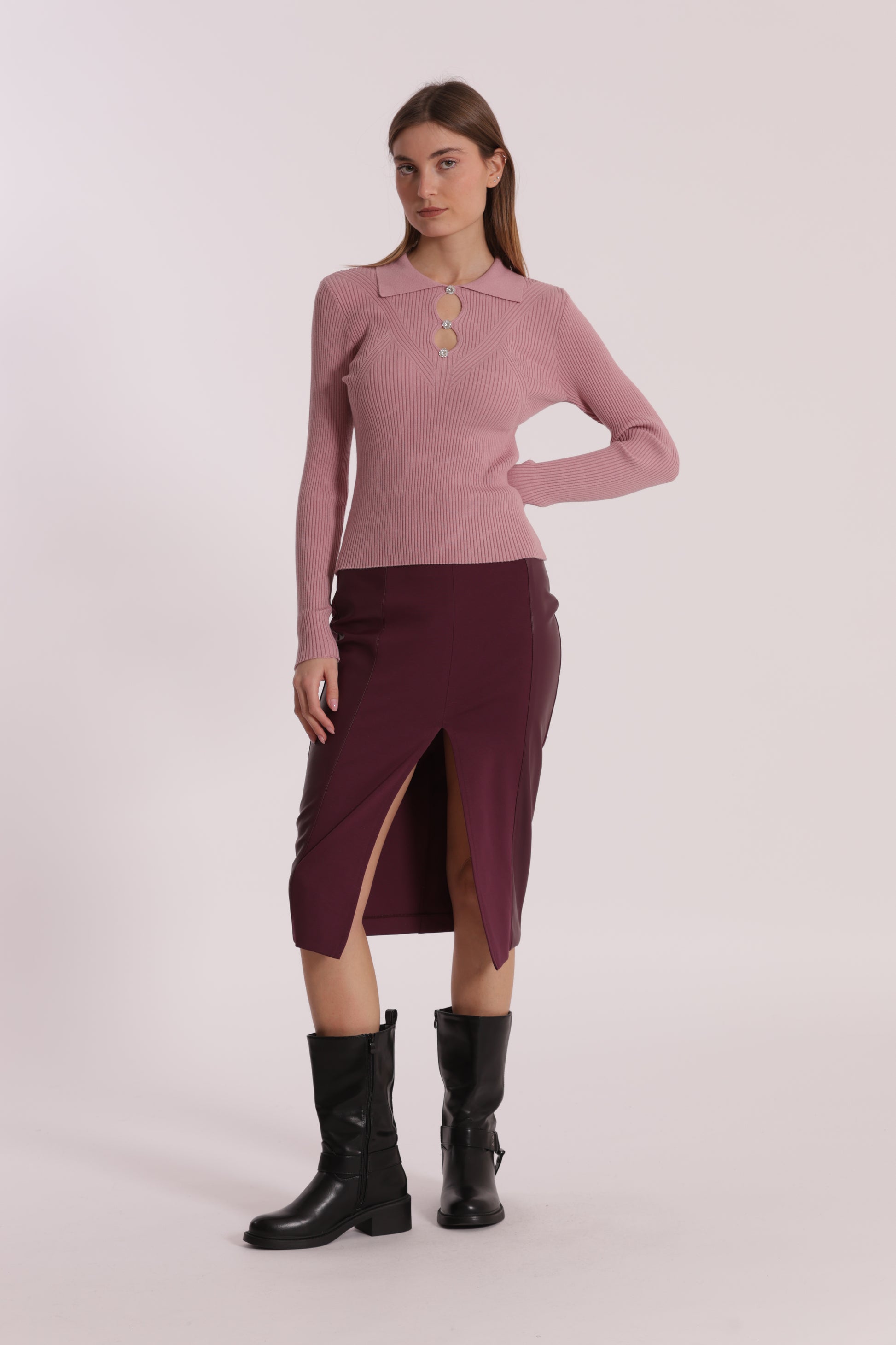 GONNA A TUBINO CON DETTAGLI IN SIMIL PELLE