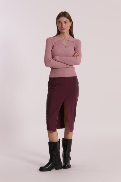 GONNA A TUBINO CON DETTAGLI IN SIMIL PELLE