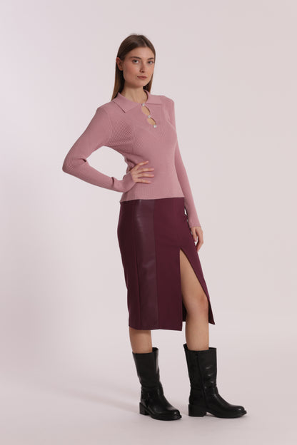 GONNA A TUBINO CON DETTAGLI IN SIMIL PELLE