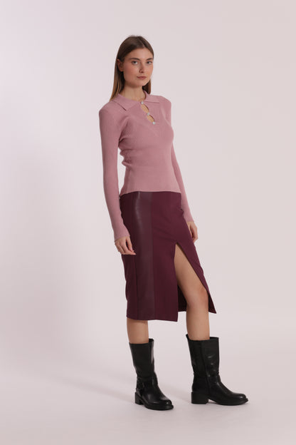 GONNA A TUBINO CON DETTAGLI IN SIMIL PELLE