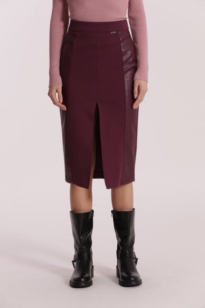 GONNA A TUBINO CON DETTAGLI IN SIMIL PELLE