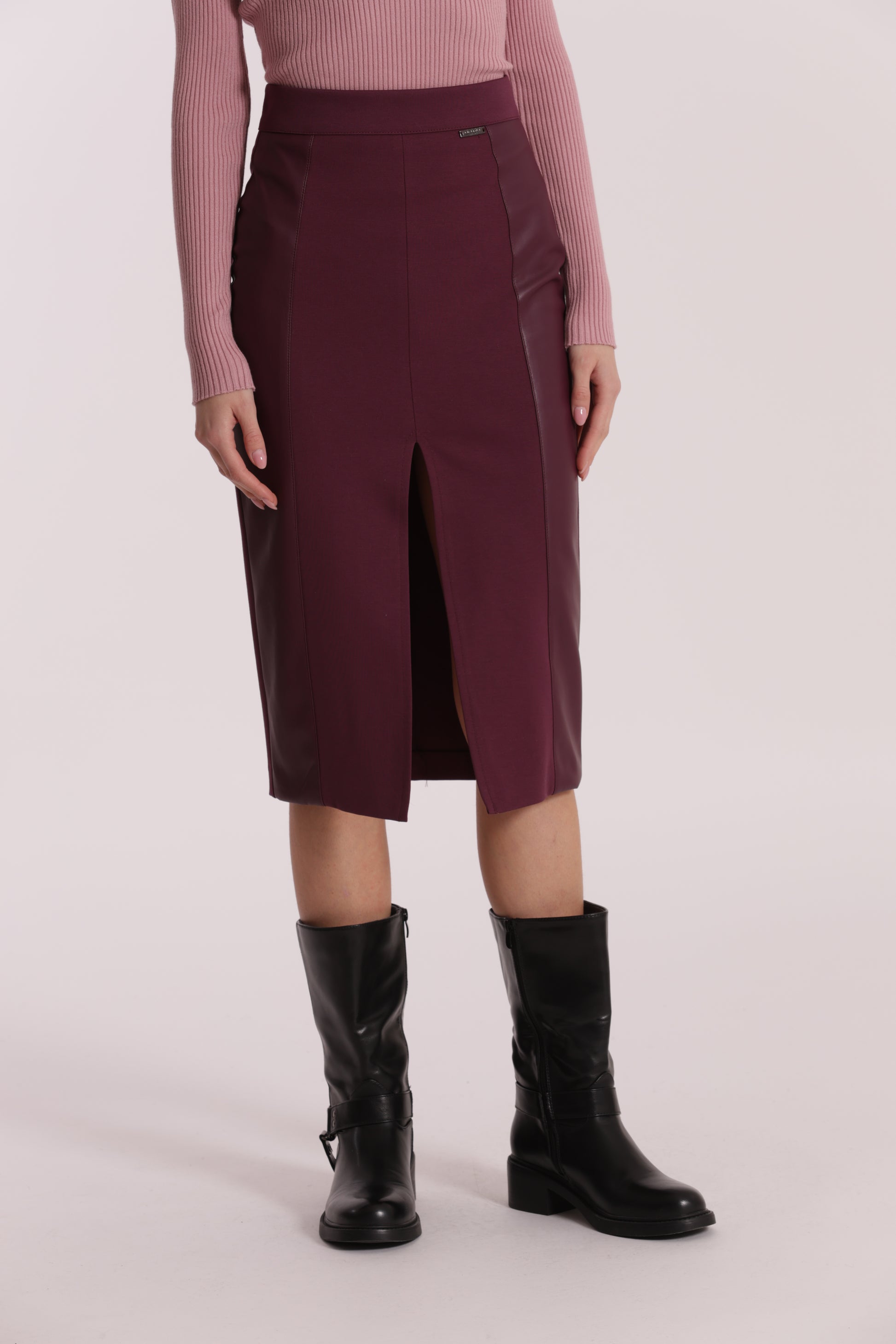 GONNA A TUBINO CON DETTAGLI IN SIMIL PELLE