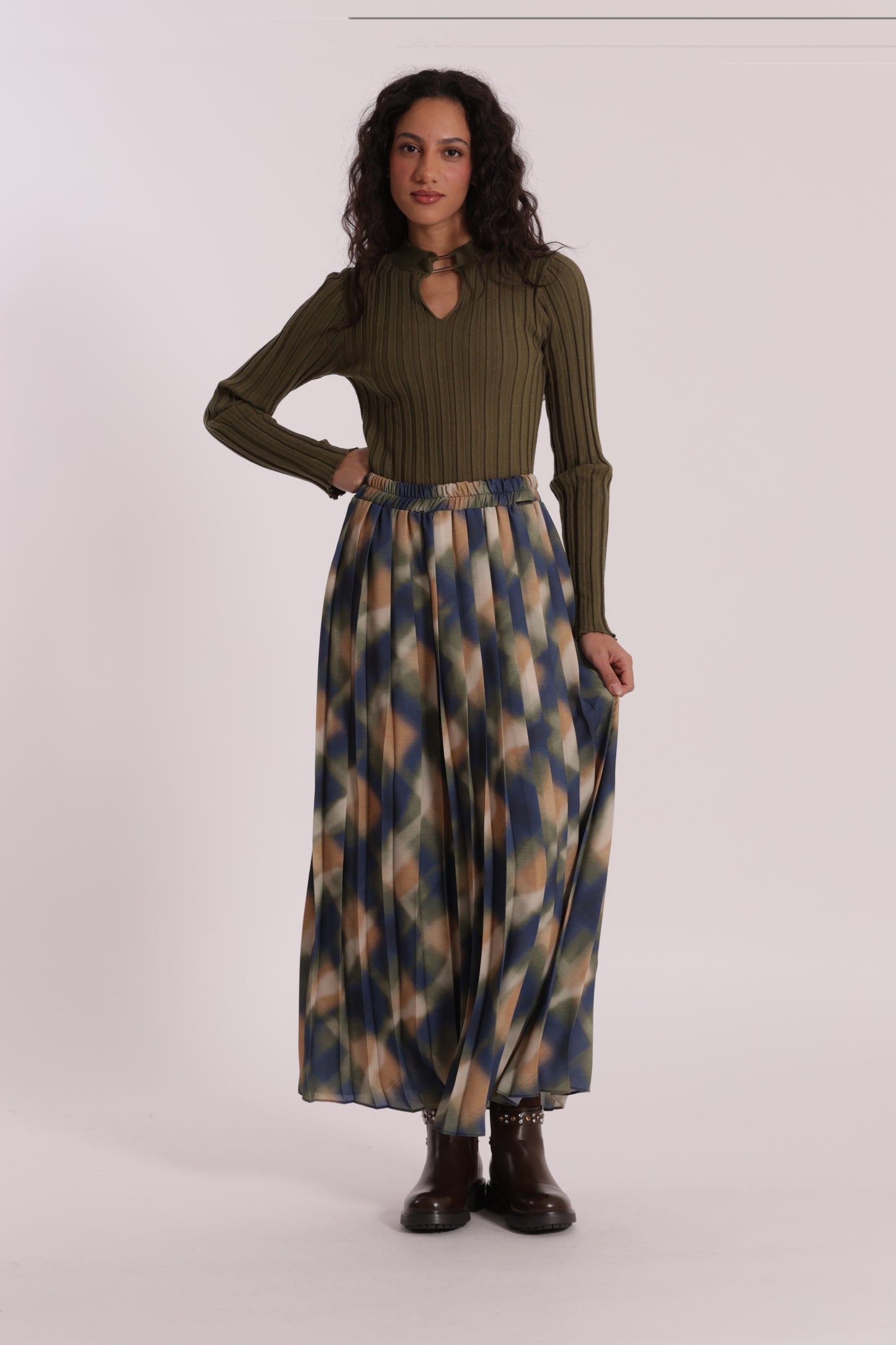 GONNA LUNGA PLISSE FANTASIA CHECK