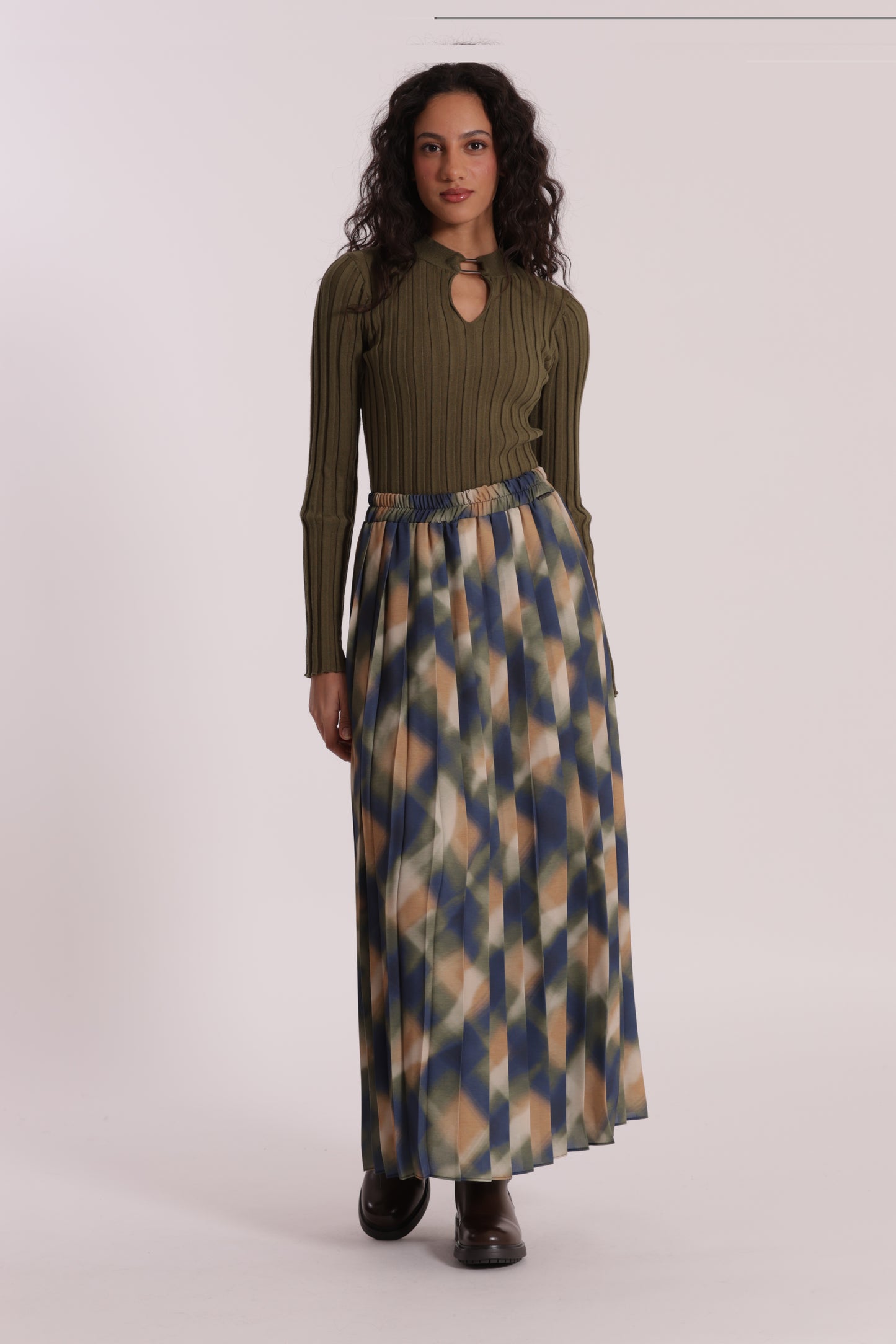 GONNA LUNGA PLISSE FANTASIA CHECK