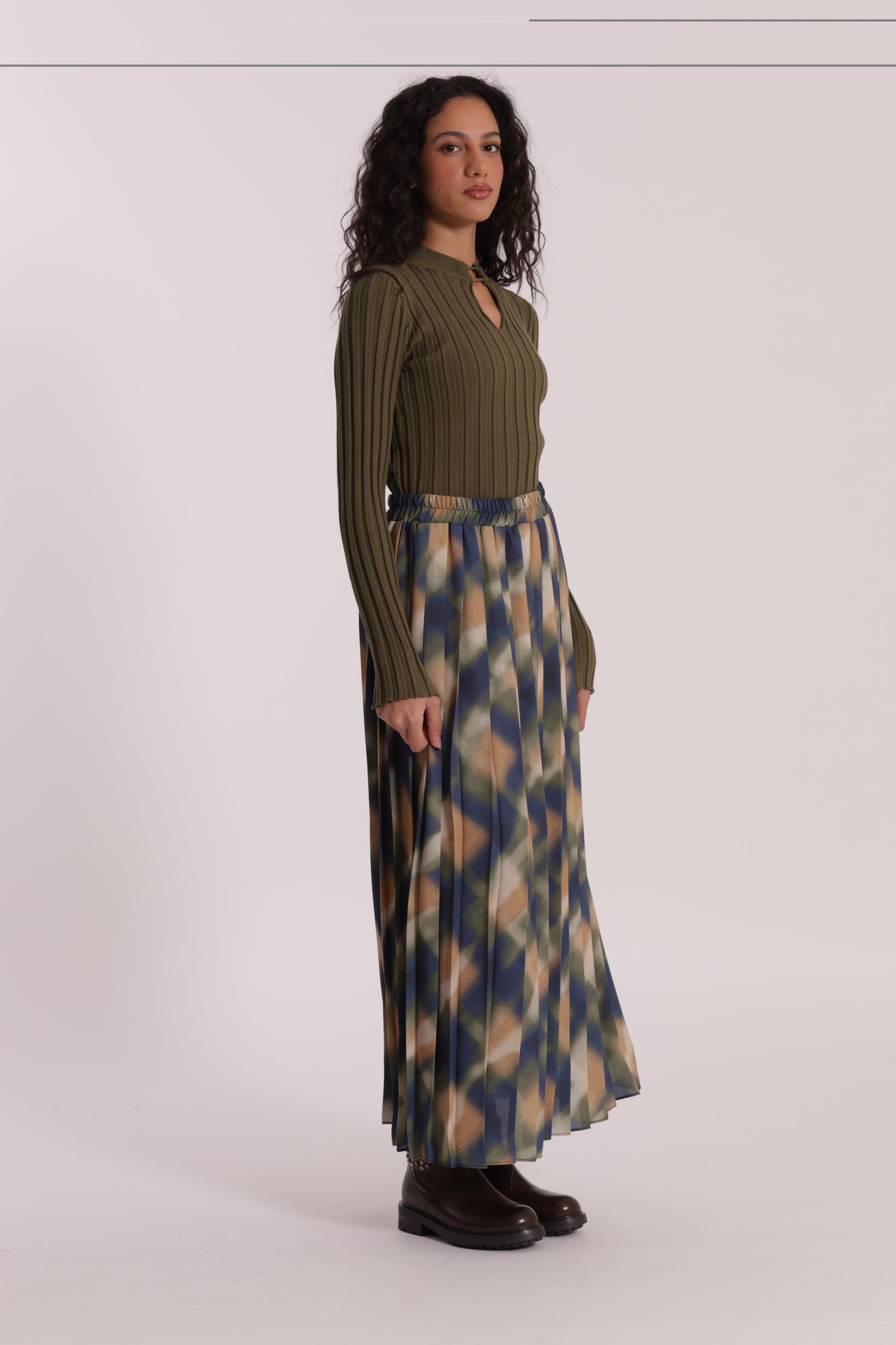 GONNA LUNGA PLISSE FANTASIA CHECK