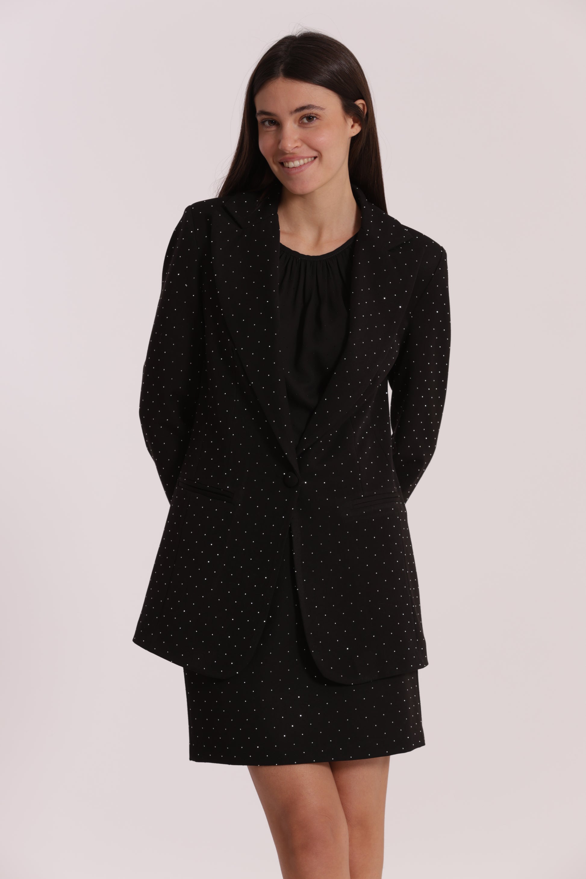 GIACCA LUNGA CON APPLICAZIONE DI STRASS