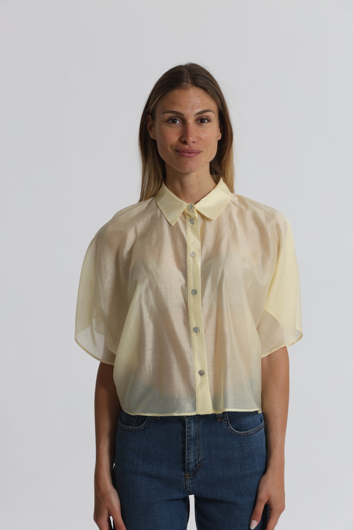 CAMICIA CROPPED IN TESSUTO LEGGERO