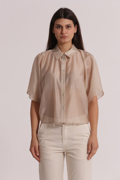 CAMICIA CROPPED IN TESSUTO LEGGERO