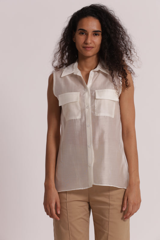 CAMICIA SMANICATA IN TESSUTO LEGGERO