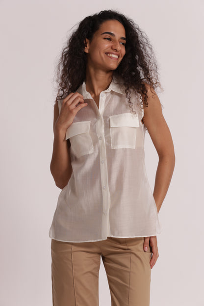 CAMICIA SMANICATA IN TESSUTO LEGGERO