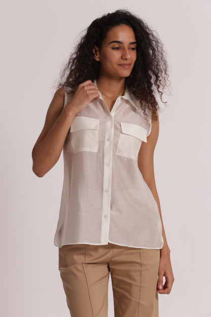 CAMICIA SMANICATA IN TESSUTO LEGGERO