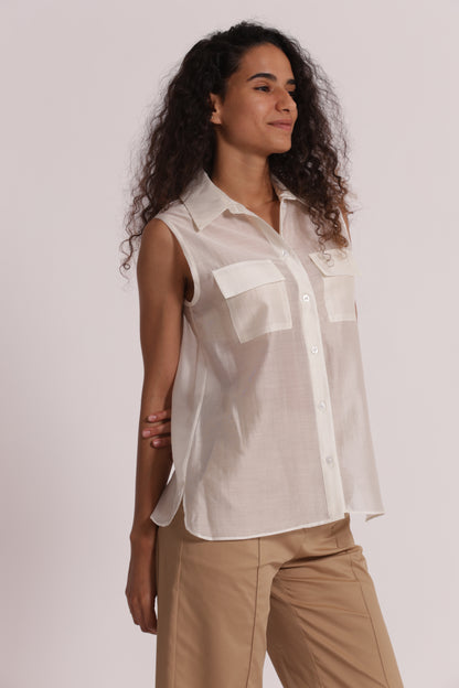 CAMICIA SMANICATA IN TESSUTO LEGGERO