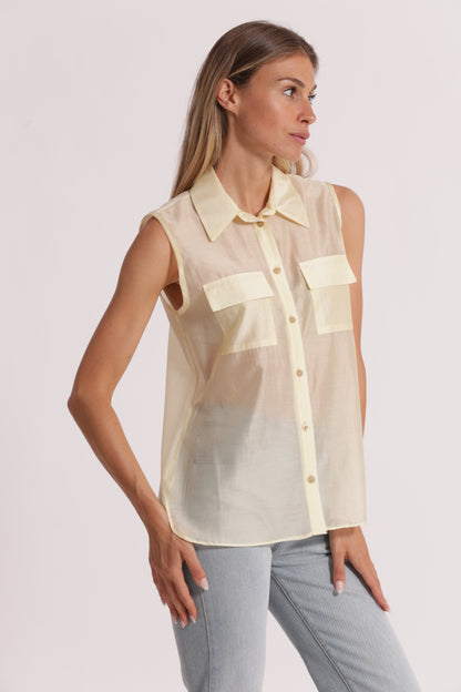 CAMICIA SMANICATA IN TESSUTO LEGGERO