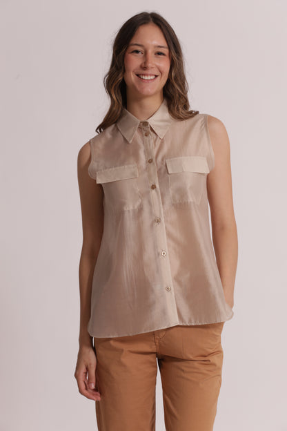 CAMICIA SMANICATA IN TESSUTO LEGGERO