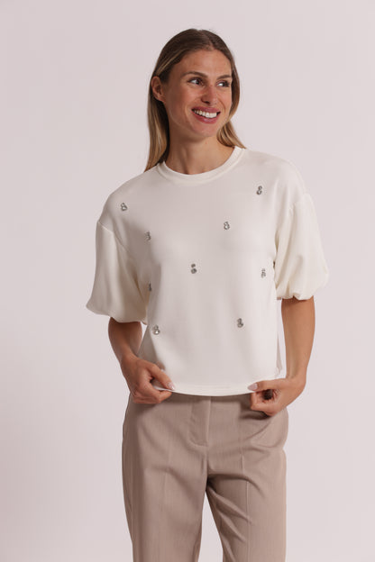 MAGLIA IN FELPA CON DETTAGLI GIOIELLO