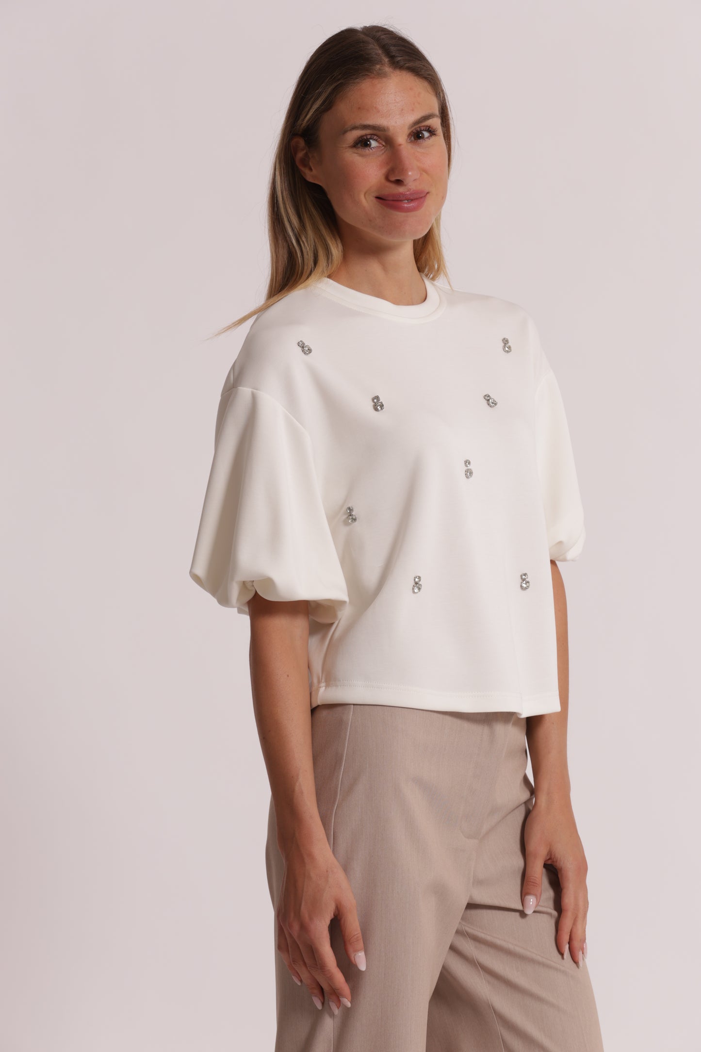 MAGLIA IN FELPA CON DETTAGLI GIOIELLO