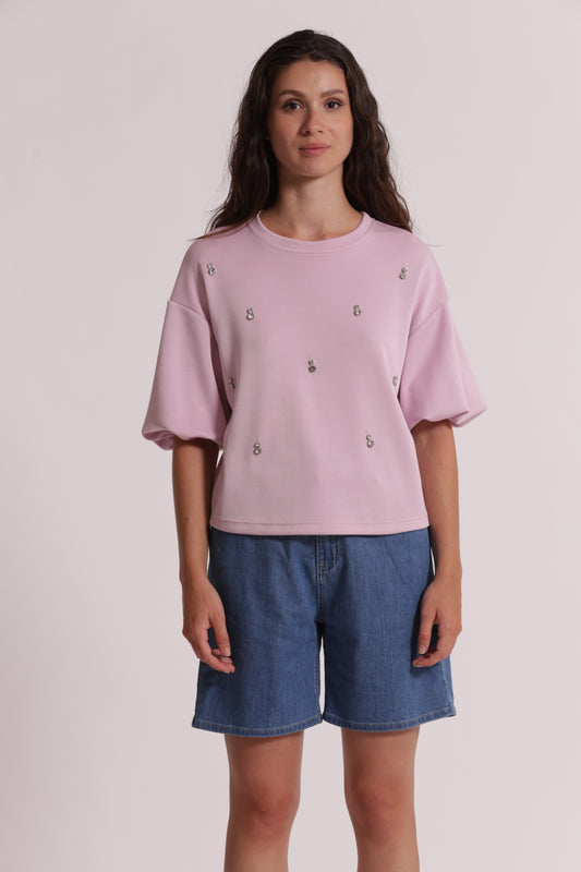 MAGLIA IN FELPA CON DETTAGLI GIOIELLO