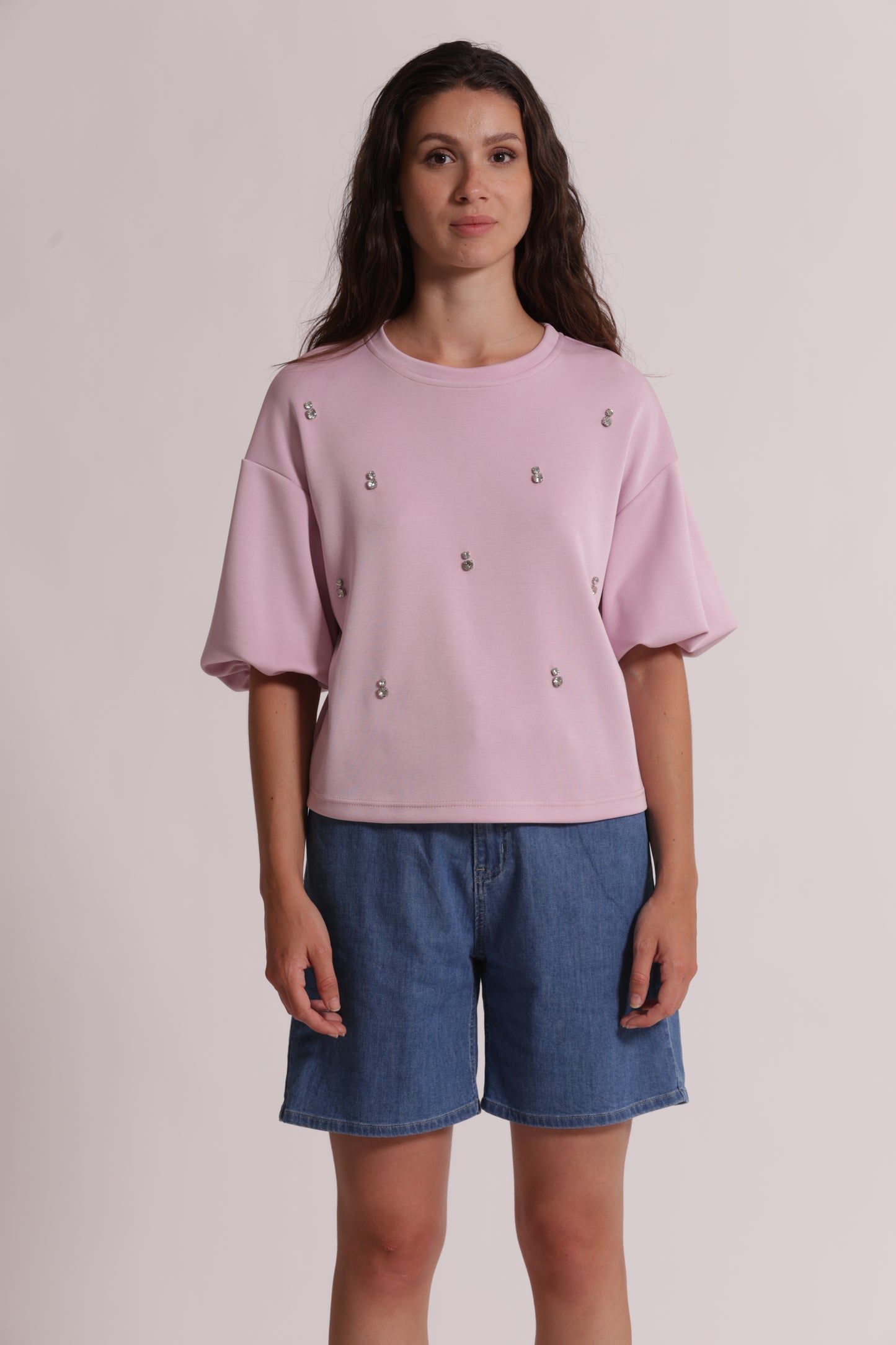 MAGLIA IN FELPA CON DETTAGLI GIOIELLO