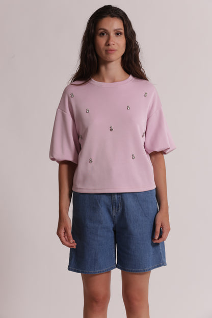 MAGLIA IN FELPA CON DETTAGLI GIOIELLO