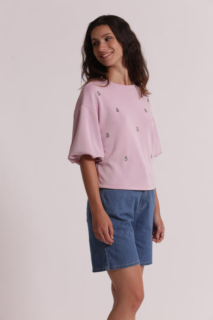 MAGLIA IN FELPA CON DETTAGLI GIOIELLO