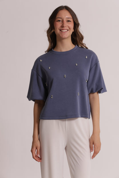 MAGLIA IN FELPA CON DETTAGLI GIOIELLO