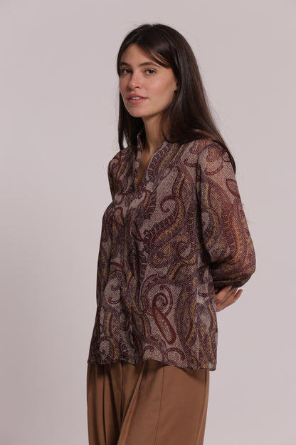 BLUSA IN FANTASIA PAISLEY SCOLLO A V