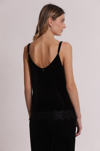 TOP IN VELLUTO CON DETTAGLI IN PIZZO