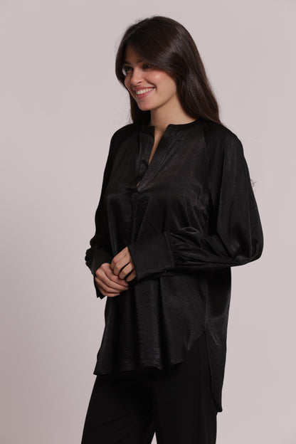 BLUSA SCOLLO A V MANO SETA