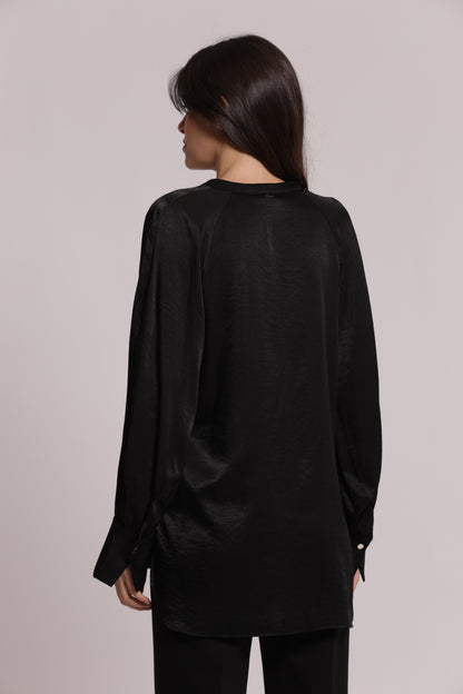 BLUSA SCOLLO A V MANO SETA