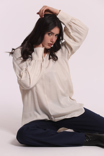 BLUSA SCOLLO A V MANO SETA