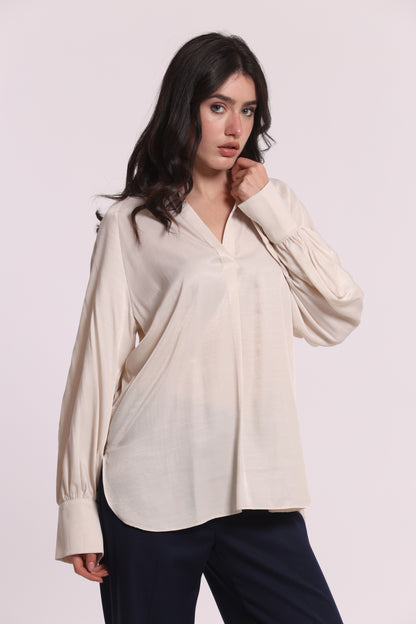 BLUSA SCOLLO A V MANO SETA
