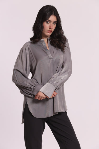 BLUSA SCOLLO A V MANO SETA
