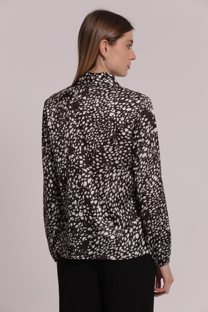 BLUSA SCOLLO A V FANTASIA MACULATO