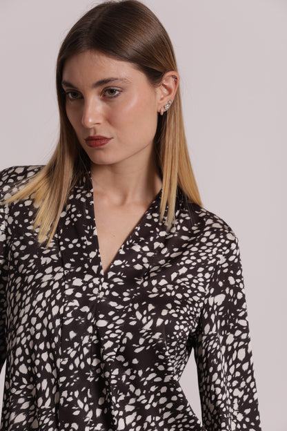 BLUSA SCOLLO A V FANTASIA MACULATO
